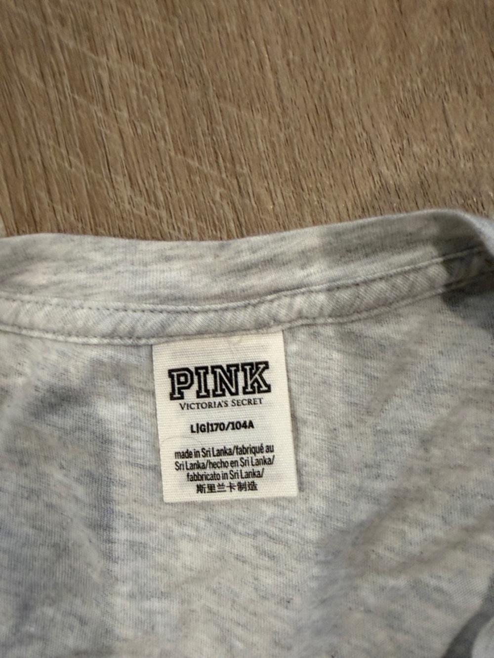 PINK Victoria's Secret Heather Gray Tee with Rainbow Rhinestone Logo - Picture 2 of 3